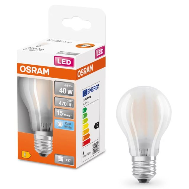 Lámpara estándar cristal Led mate Retrofit 4W 4000°K 470Lm (Osram 4058075303409)