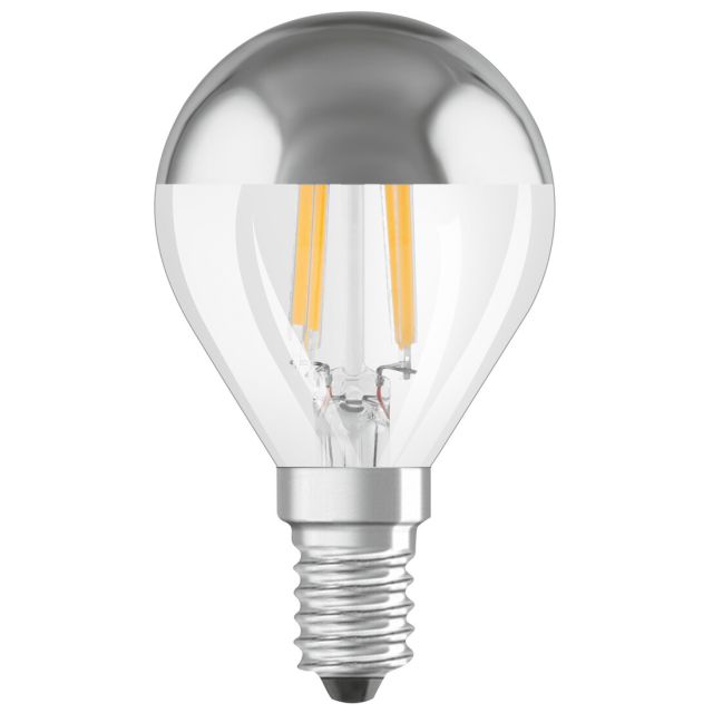 Lámpara esférica reflectora cristal Led cúpula plata E14 4W 2700°K 350Lm (Osram 4058075447134)