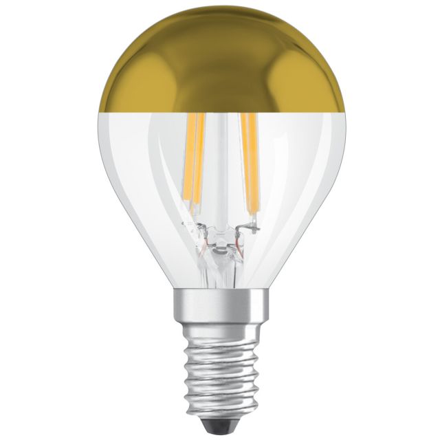 Lámpara esférica reflectora cristal Led cúpula oro E14 4W 2700°K 380Lm (Osram 4058075456549)