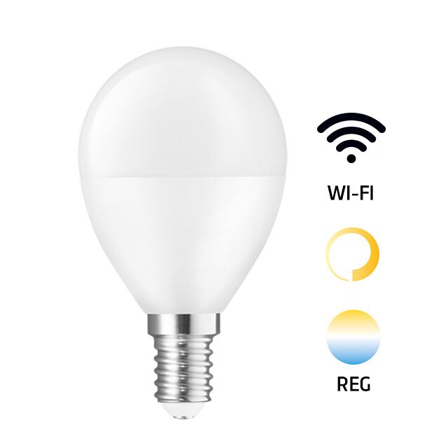 Lámpara esférica Led Smart regulable de 2700°K a 6500°K + intensidad 5W 420Lm (Spectrum WOJ+14414)