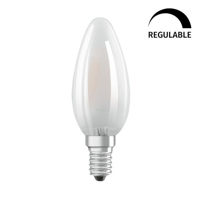 Lámpara vela cristal Led Retrofit mate regulable E14 6,5W 2700°K 806Lm (Osram 4058075434486)