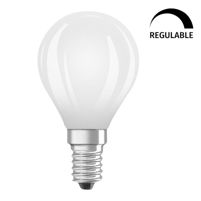 Lámpara esférica cristal Led Retrofit mate regulable E14 6,5W 2700°K 806Lm (Osram 4058075447837)
