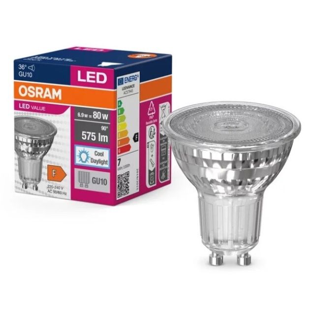 Lámpara Led Value GU10 6,9W 6500°K 575Lm 36° (Osram 096684)