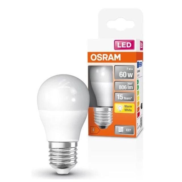 Lámpara esférica Led E27 7W 6500°K 806Lm 47x90mm. (Osram 022029)