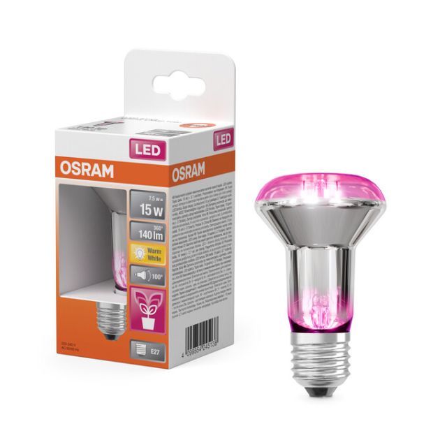 Lámpara reflectora crital Led fotosíntesis R63 E27 7,5W 2700°K 100° (Osram 245138)