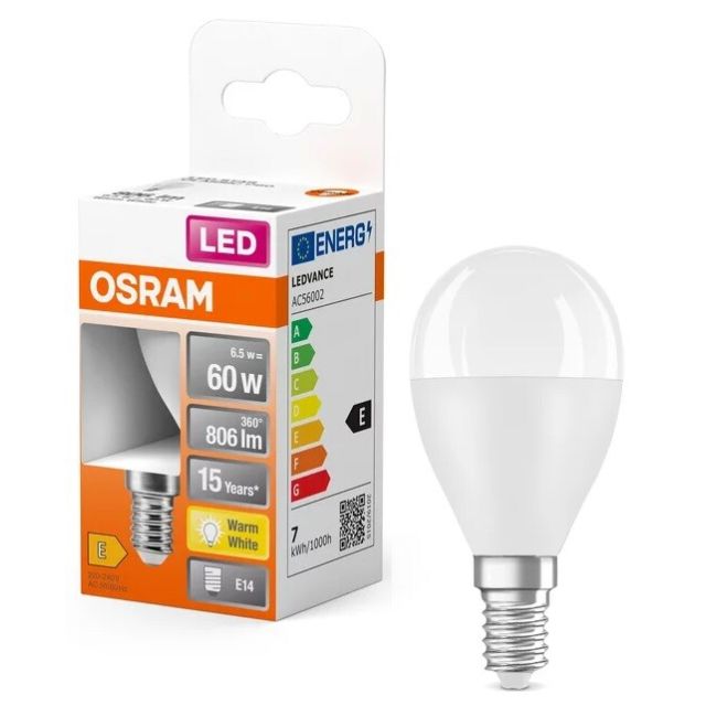 Lámpara esférica Led Star E14 7,5W 2700°K 806Lm (Osram 4058075428522)