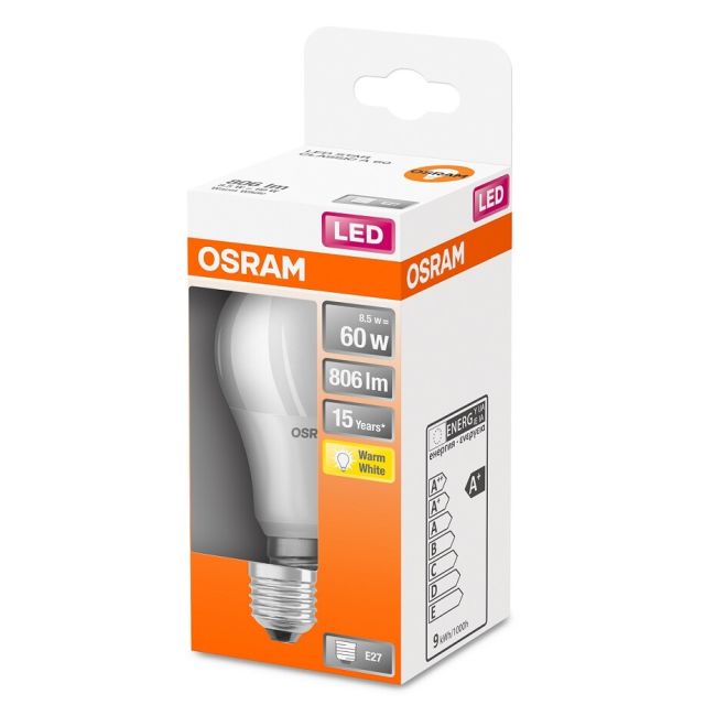 Lámpara Led estándar E27 8,5W 806Lm 2700°K (Osram 4058075127357)
