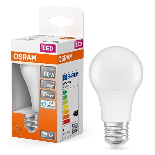Lámpara Led estándar E27 8,5W 806Lm 6500°K (Osram 4058075428560)