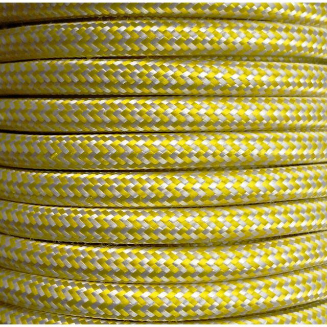 Tira 5 m. cable textil decorativo amarillo/blanco Zig Zag brillo (CIR62CTS73/16)