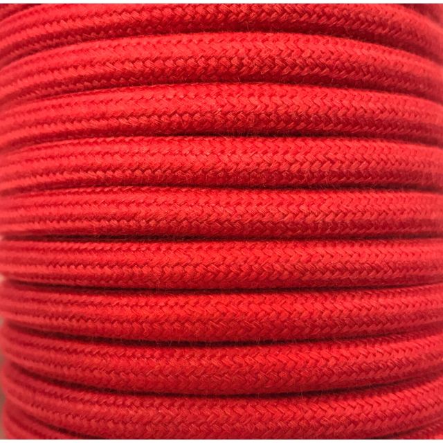 Tira 5 metros cable decorativo textil rojo algodón liso (CIR62AL05)