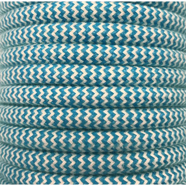 Tira 5 metros cable decorativo textil azul algodón zig-zag (CIR62BA13)