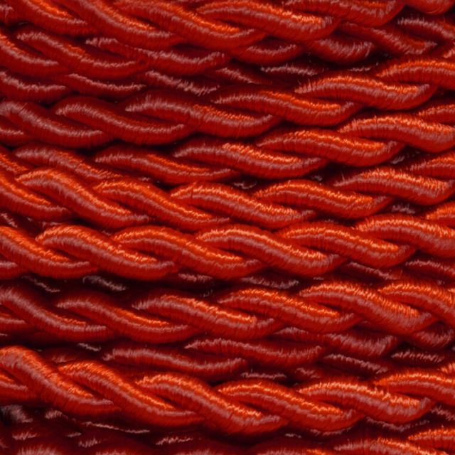 Bobina 50m. cable textil decorativo trenzado seda rojo 2x0,75mm.(Cordón D'or CAB00013062)