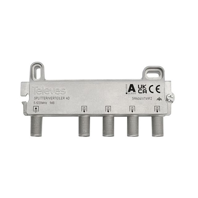 Repartidor F 4 direcciones para señales de SCATV 5...1220MHz 9dB (Televes 519604)