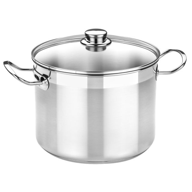Olla profesional de acero con tapa de cristal ø18cm. (Bra A343932)