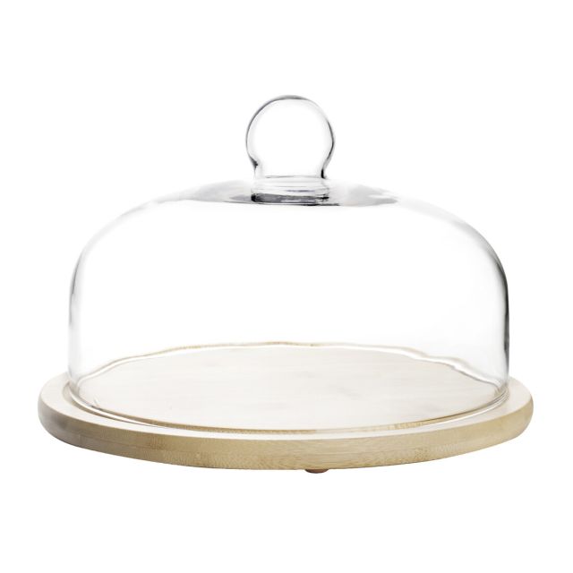 Quesera de cristal con base de bambú ø26cm. (Ibili 715526)