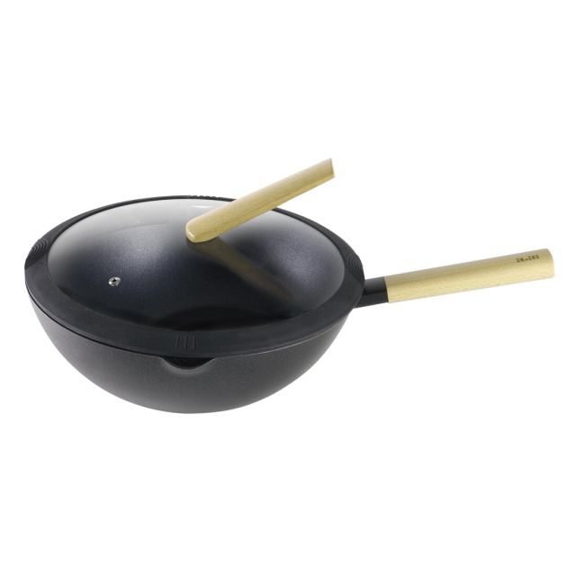 Wok de aluminio forjado con tapa Luxe ø30 cm. (Ibili 404230)