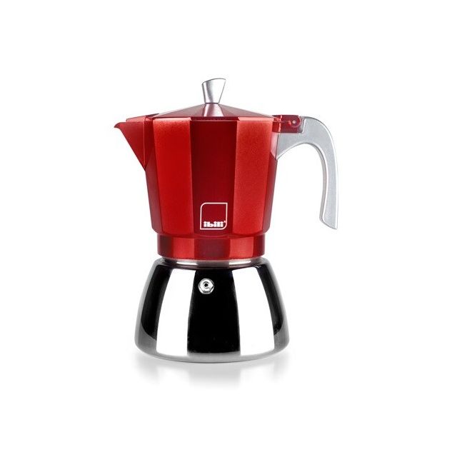 Cafetera de aluminio de 6 tazas Elba Red (Ibili 627906)