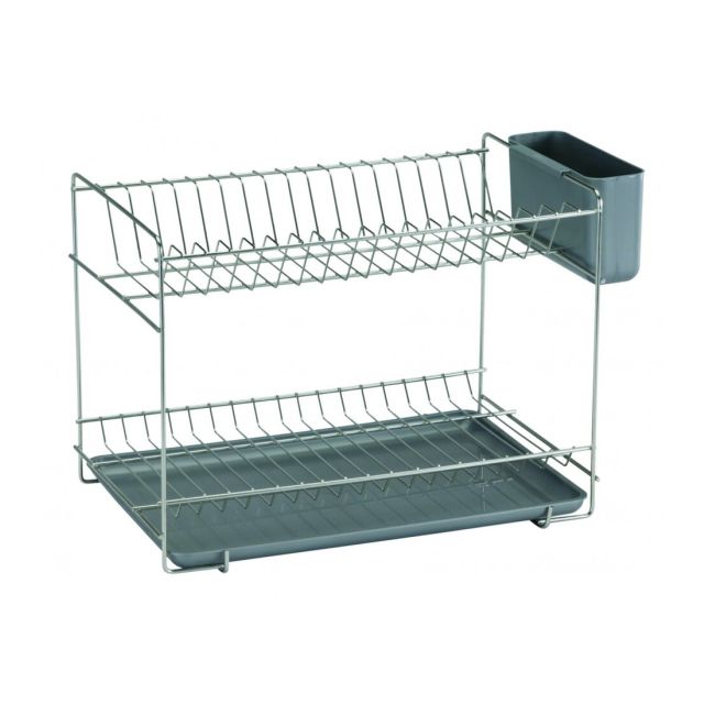 Escurreplato pequeño inoxidable 18 platos gris 38,5x25x28cm (Sauvic 90985)