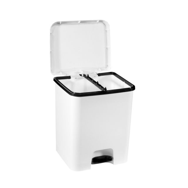 Cubo doble plástico pedal blanco 52L