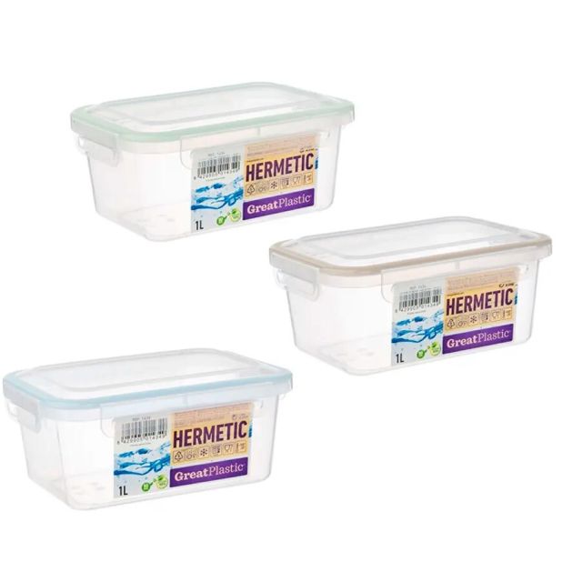 Taper de plástico rectangular con tapa 1L con junta Bi-Mateira Plastic (14340)