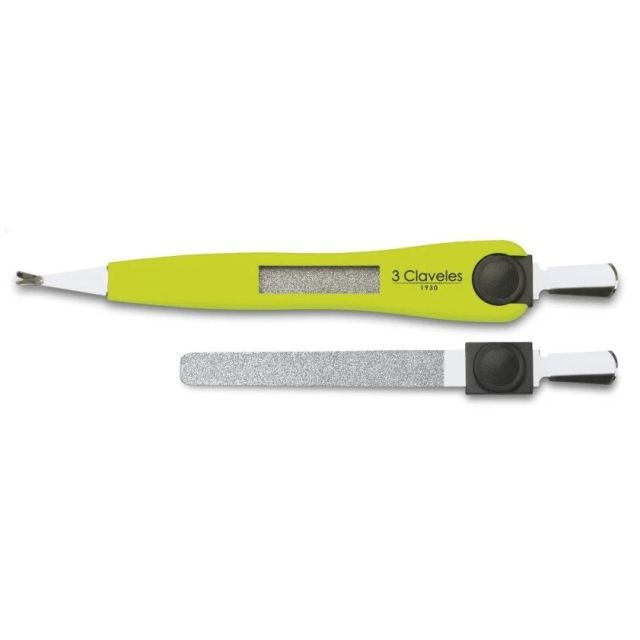 Cortacutículas con lima y empujapieles inox 12,5cm (3 Claveles 12384)