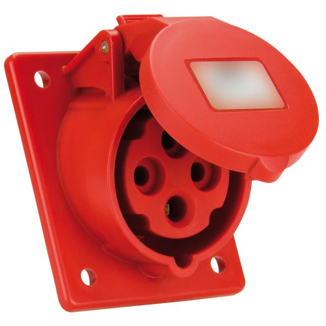 Base trascuadro inclinada industrial de empotrar roja 3P+T IP44 400V 32A (Solera 931144A)