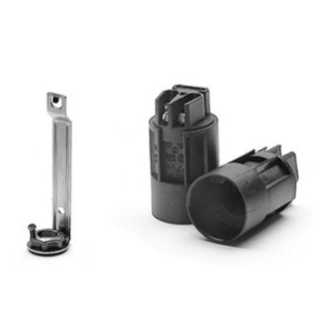 Portalámparas E14 con escuadra para funda vela 65 mm. (Koala AR0317002+AR0300650)