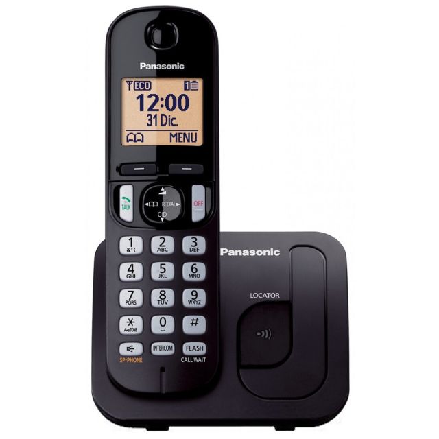 Teléfono inalámbrico DETC de 1,6" negro (Panasonic KXTGC210N)