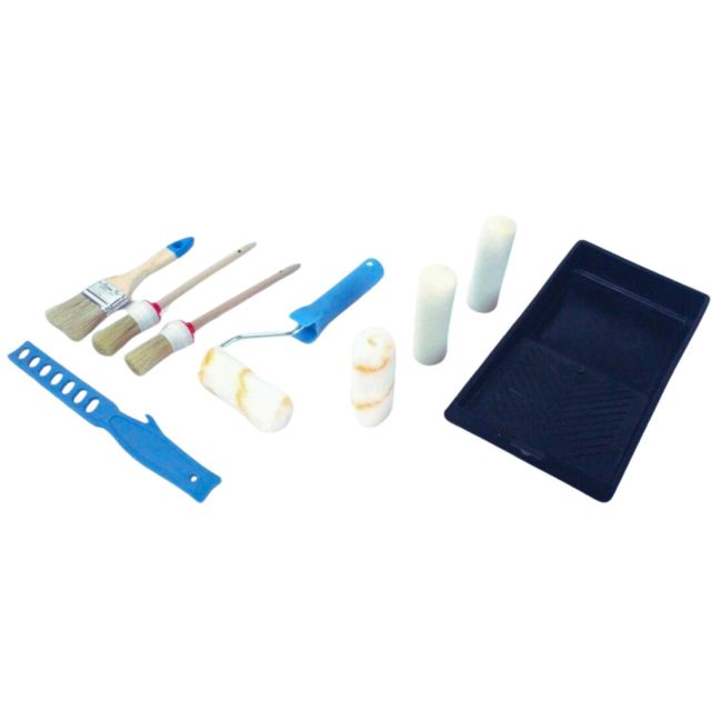 Juego de pintura bandeja, paletina, 2 brochas, rodillo y 3 recambios 10cm (Mader 68409)