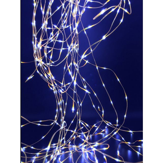 2m. cascada luminosa blanco frío con cable plateado de 10 hilos con 200 Leds 5V IP44 (F-bright 00234-BL)