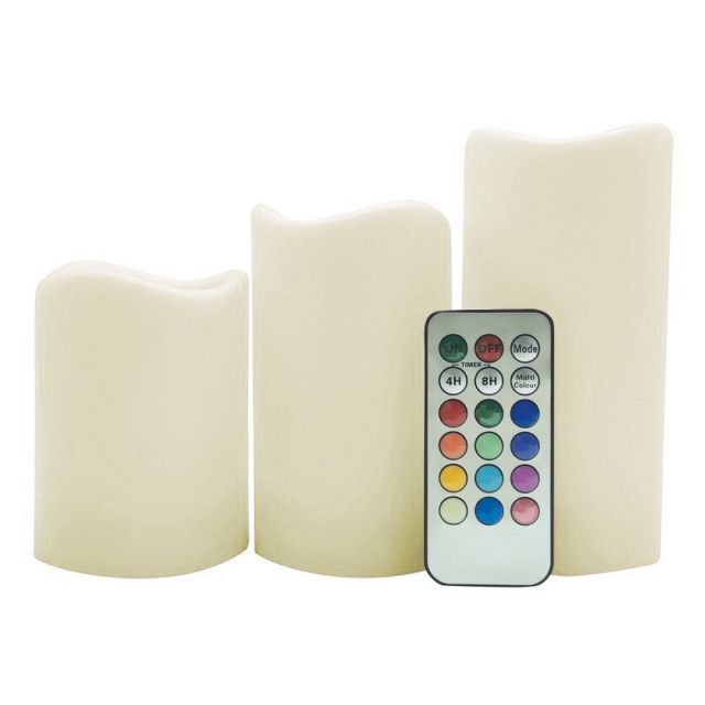 Pack 3 velas decorativas Led RGB de cera con mando (GSC 204800005)