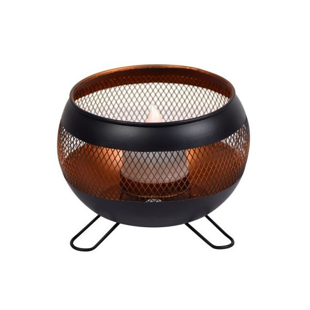 Cesto metálico decorativo con vela Led solar efecto fuego 1700K IP44 (Globo Lighting 36710)