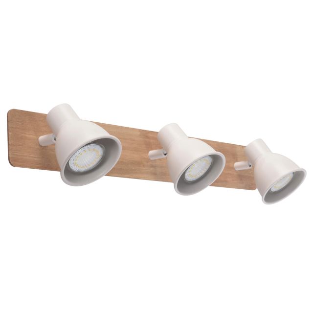 Regleta 3 focos serie Miko blanco y madera GU10 (Jueric 10307)