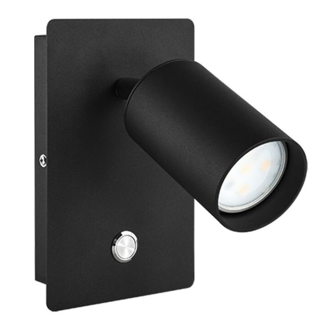 Aplique de pared negro GU10 de aluminio con interruptor (F-Bright 2076002-N)