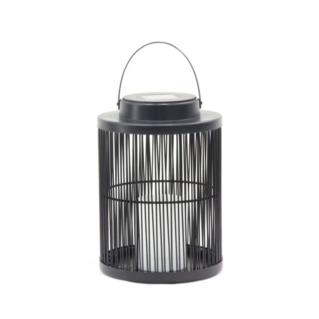 Farolillo tipo jaula metal negro con vela Led solar Ø 18,5 x 25,4cm.(Galix 2005)