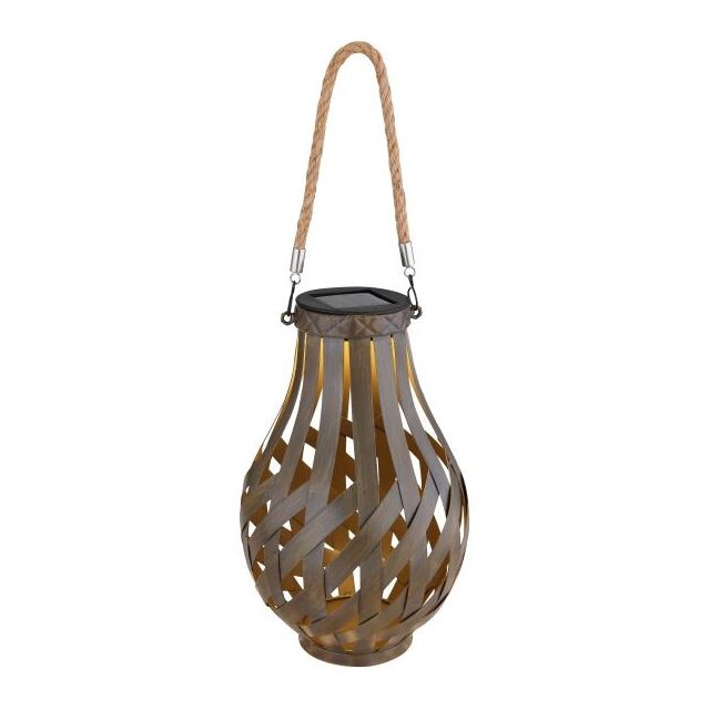 Lámpara solar jarrón bambú c/asa cuerda 3000K IP44 (Globo Lighting 36650)