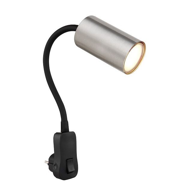 Aplique pared flexible con enchufe negro niquel Robby GU10 (Globo 57911DP)