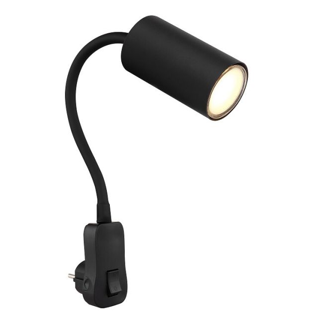 Aplique pared flexible con enchufe negro Robby GU10 (Globo 57911DPB)