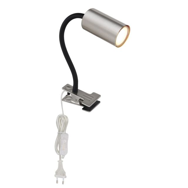 Flexo de pinza niquel Robby GU10 (Globo 57911K)