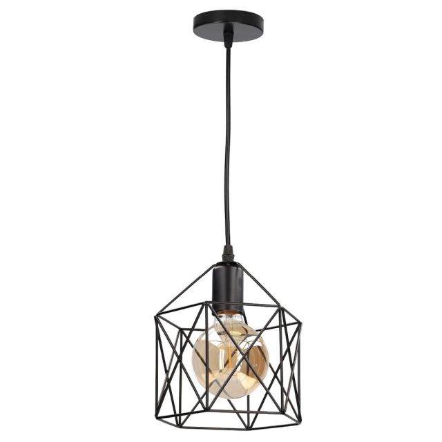 Lámpara colgante cuadrado Carnot negro E27 Ø200mm (GSC 204400068)