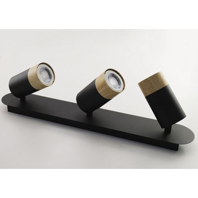 Foco madera negro Stoke 3xGU10 (Jueric 10448)