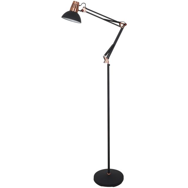Lámpara pie salón negra y cobre modelo Gabon E27 170cm. E27 (Ledesma 21645)