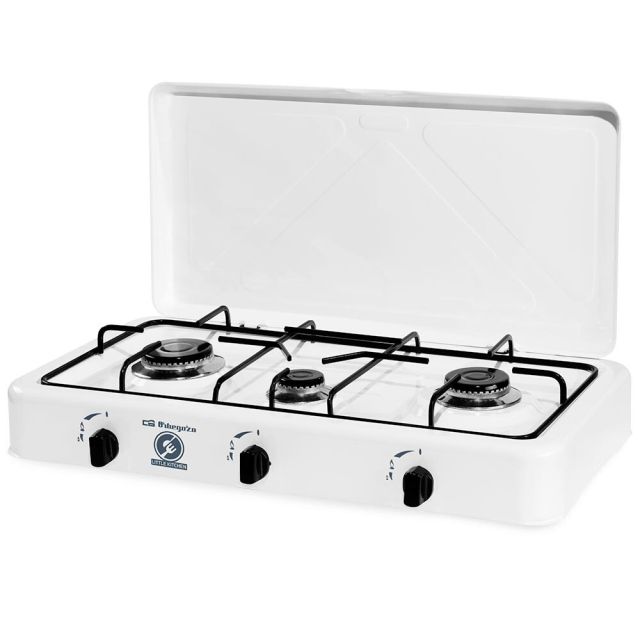 Cocina de gas 3 quemadores con tapa para exterior FM