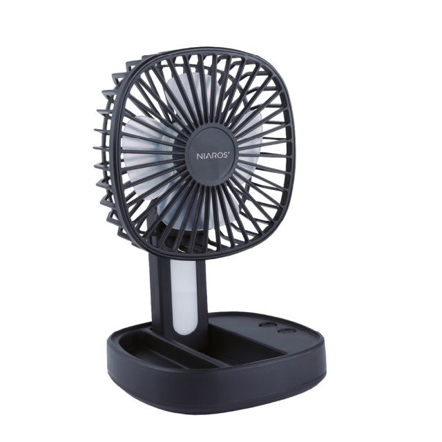 Mini ventilador de negro  con luz USB recargable (Niaros 300040002)