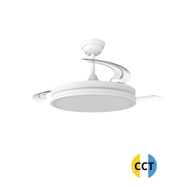 Ventilador techo CCT 3 aspas retractiles luz 60W 6300 Lm blanco Night Evo (Cristal Record 85-080-42-000)