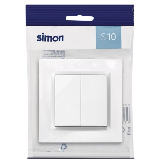 Doble conmutador blanco S10 (Simon F1090397030 )
