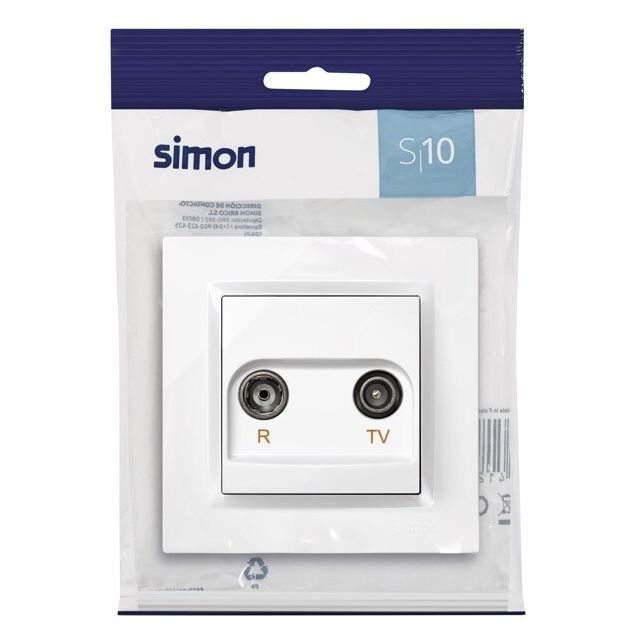 Toma televisión intermedia blanco S10 (Simon F1090487030)