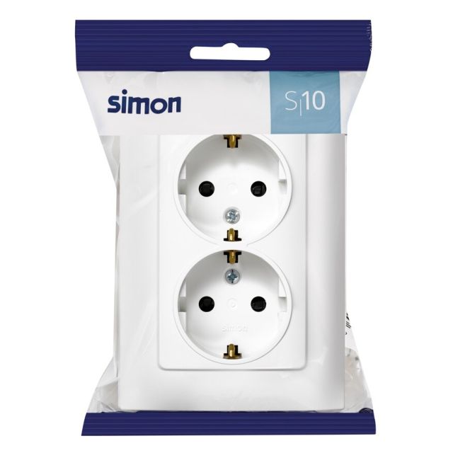 Base doble con TT blanca S10 (Simon FF1091459030 )