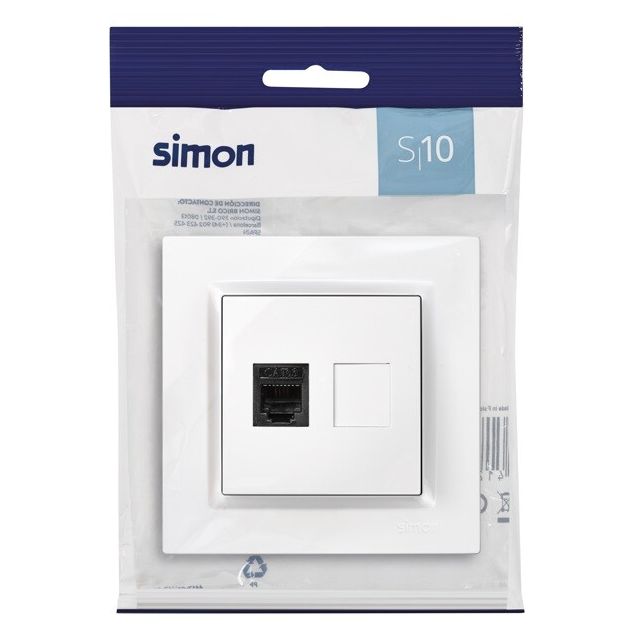 Toma RJ45 CAT5E  blanca S10 (Simon F1090598030 )