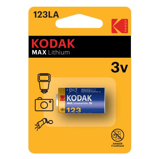 1 ud. pila para mandos y cámaras Kodak Max Lithium 3V 123LA (Blíster)